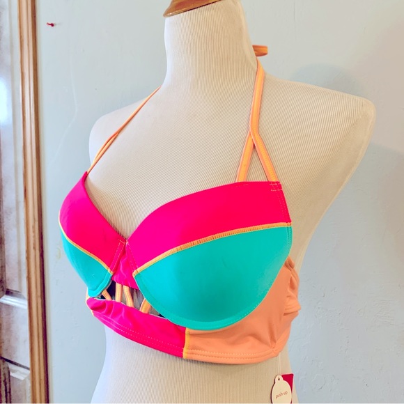 Xhilaration | NWT Multicolored Push Up Swimsuit Top XL - Picture 1 of 5